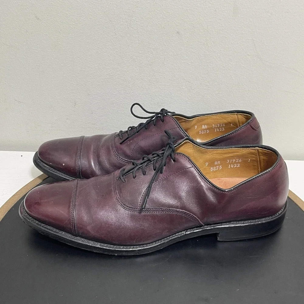 Allen Edmonds Park Avenue Men 9 AA Oxford Cap Toe Merlot Burgundy Quiet Luxury